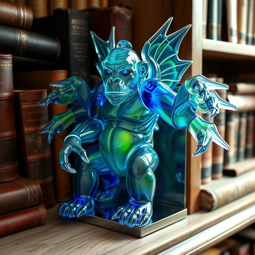 Multi-Armed Gorilla Kaiju Figurine as Enamel Glass Art