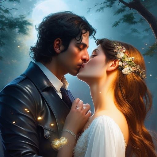 Moonlit Kiss: A Photorealistic Portrait