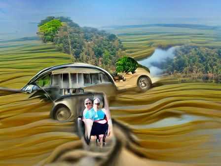 Surreal Photo Illustration: Driving Through Myanmar