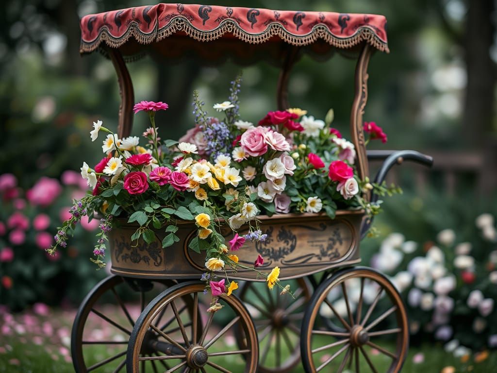 Victorian Era Floral Cart in Full Bloom