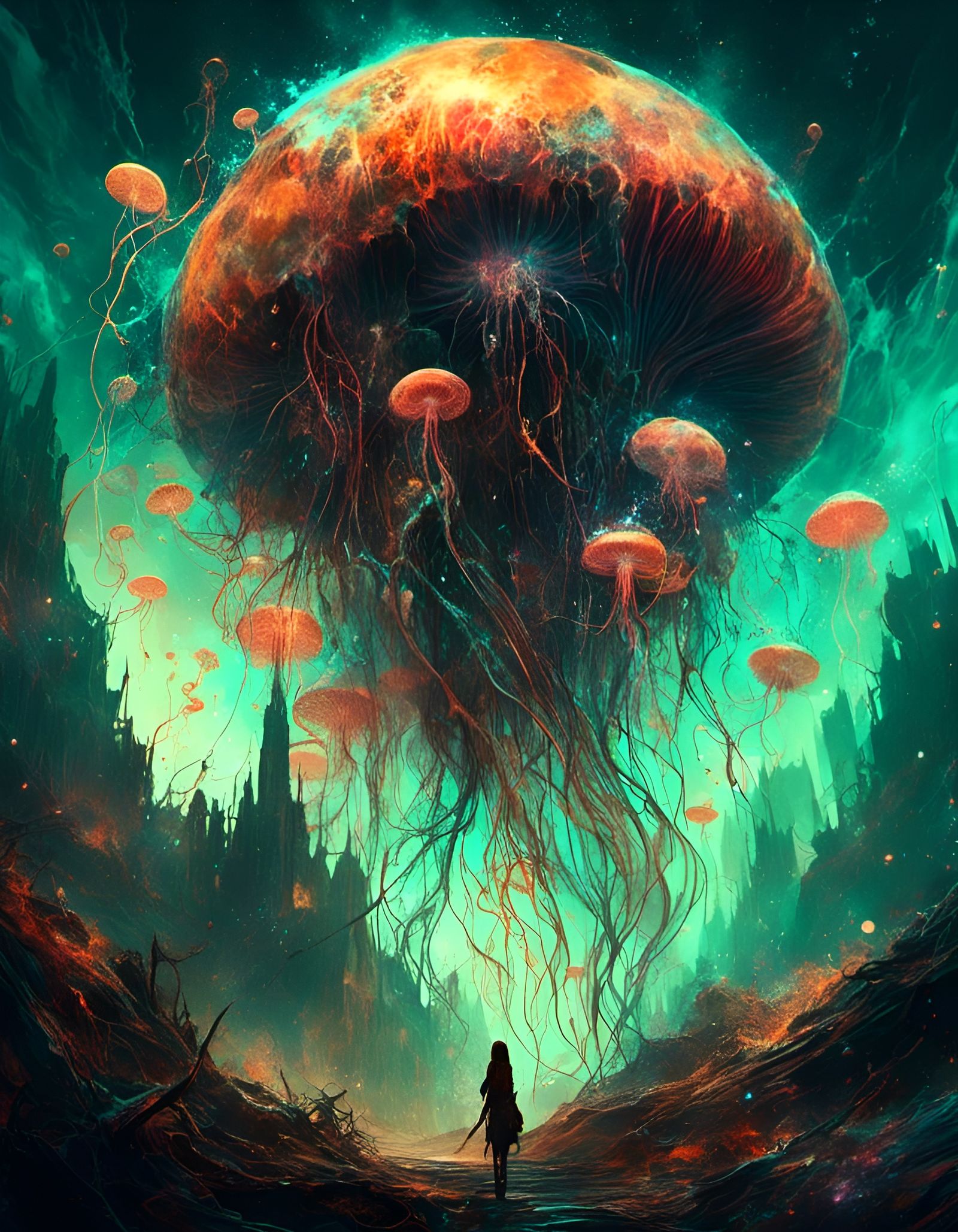 Bioluminescent Star Jellyfish Bloom in Codex