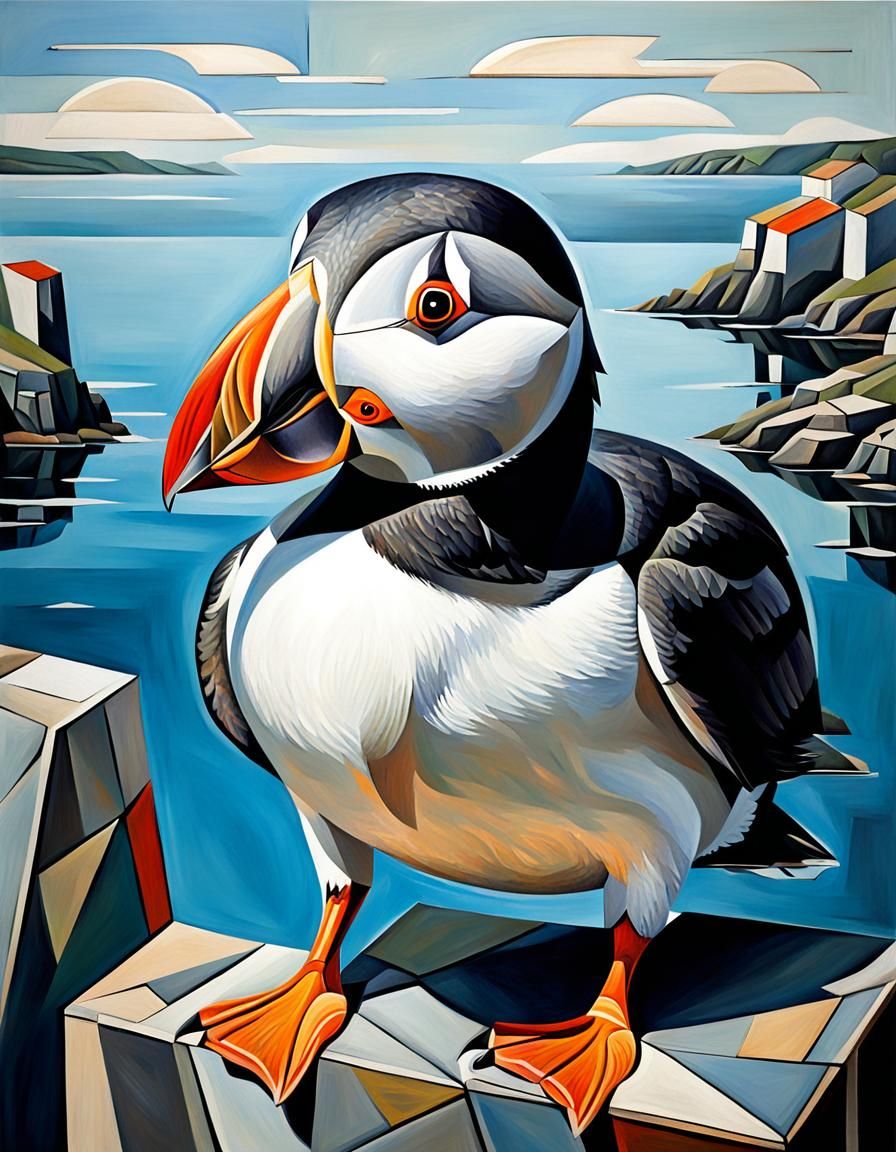 Puffin Cubist Art