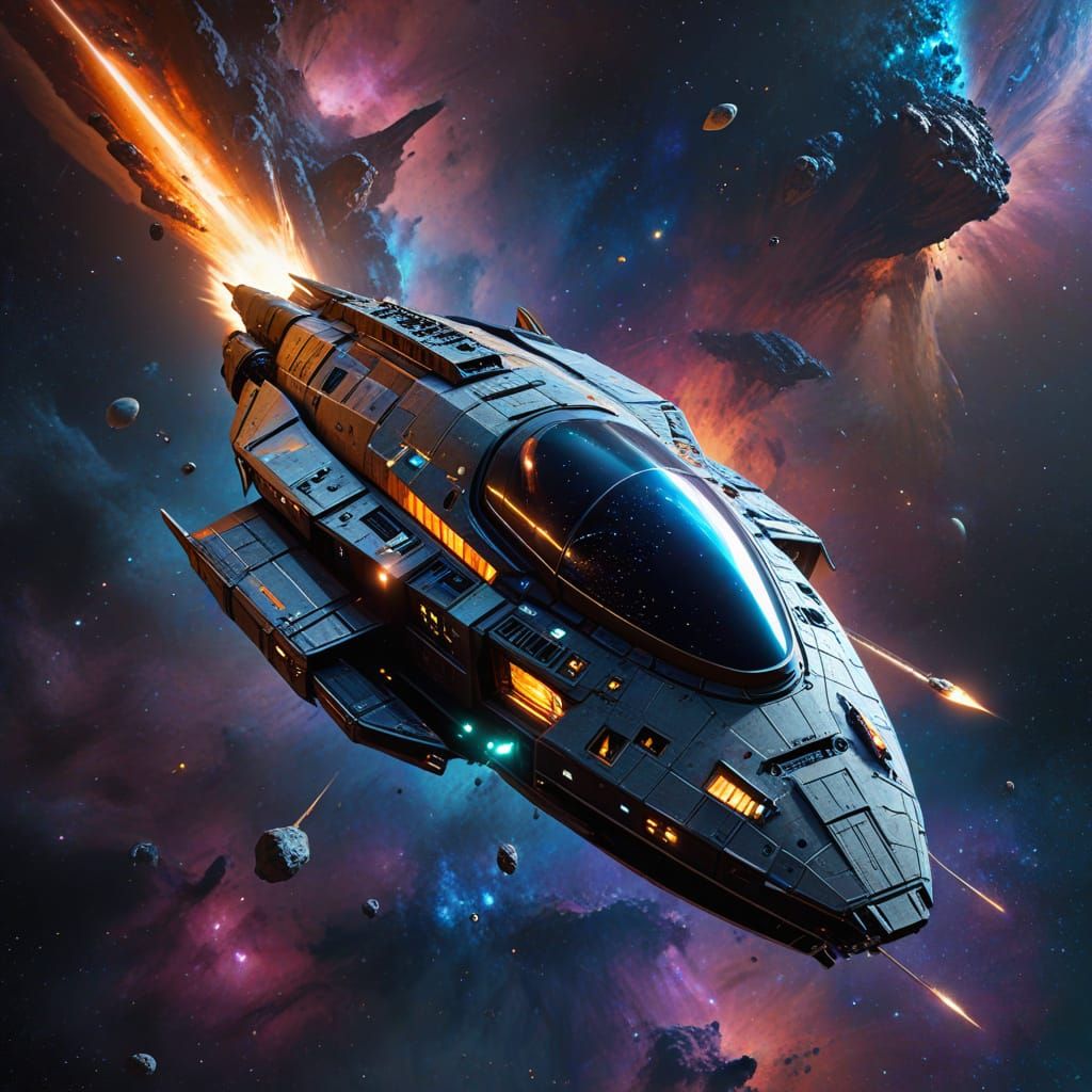 Arrow Spaceship Monolith in Cosmic Void