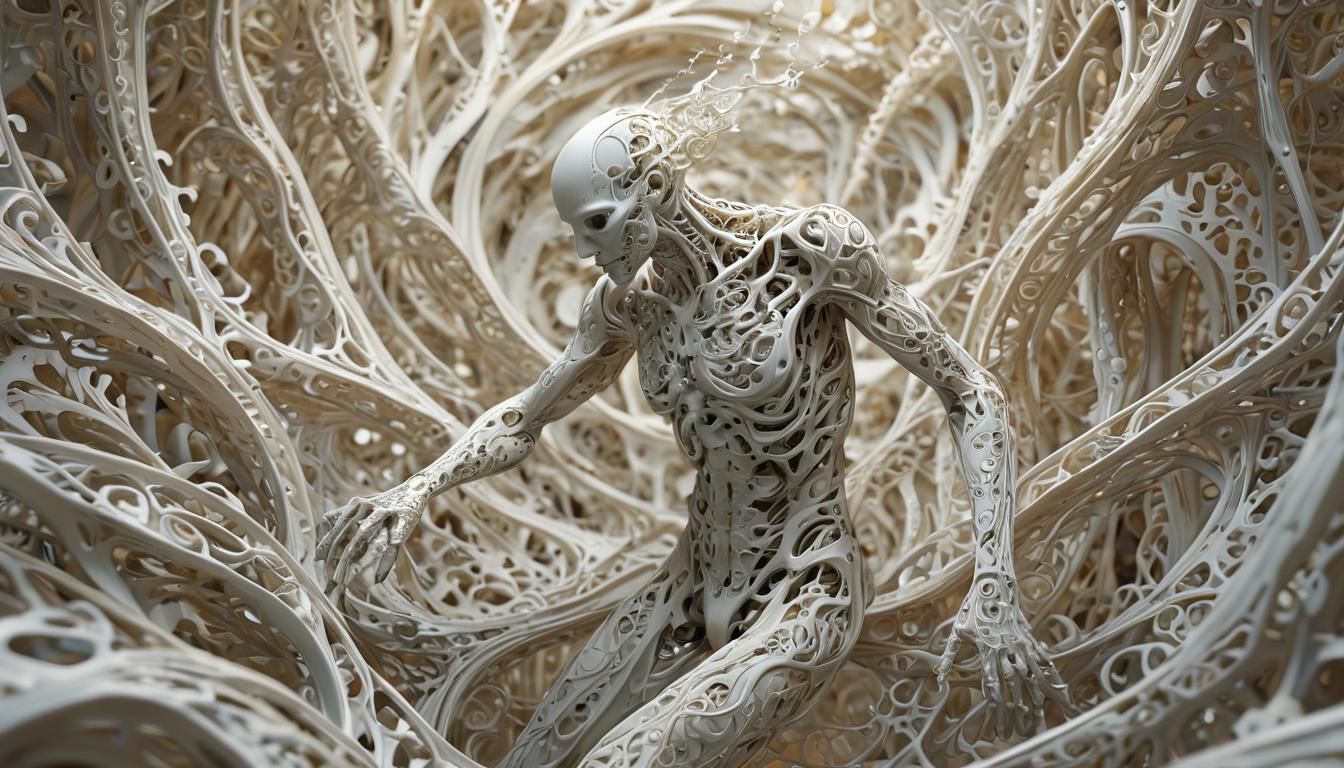 Ethereal Bone Filigree Digital Art