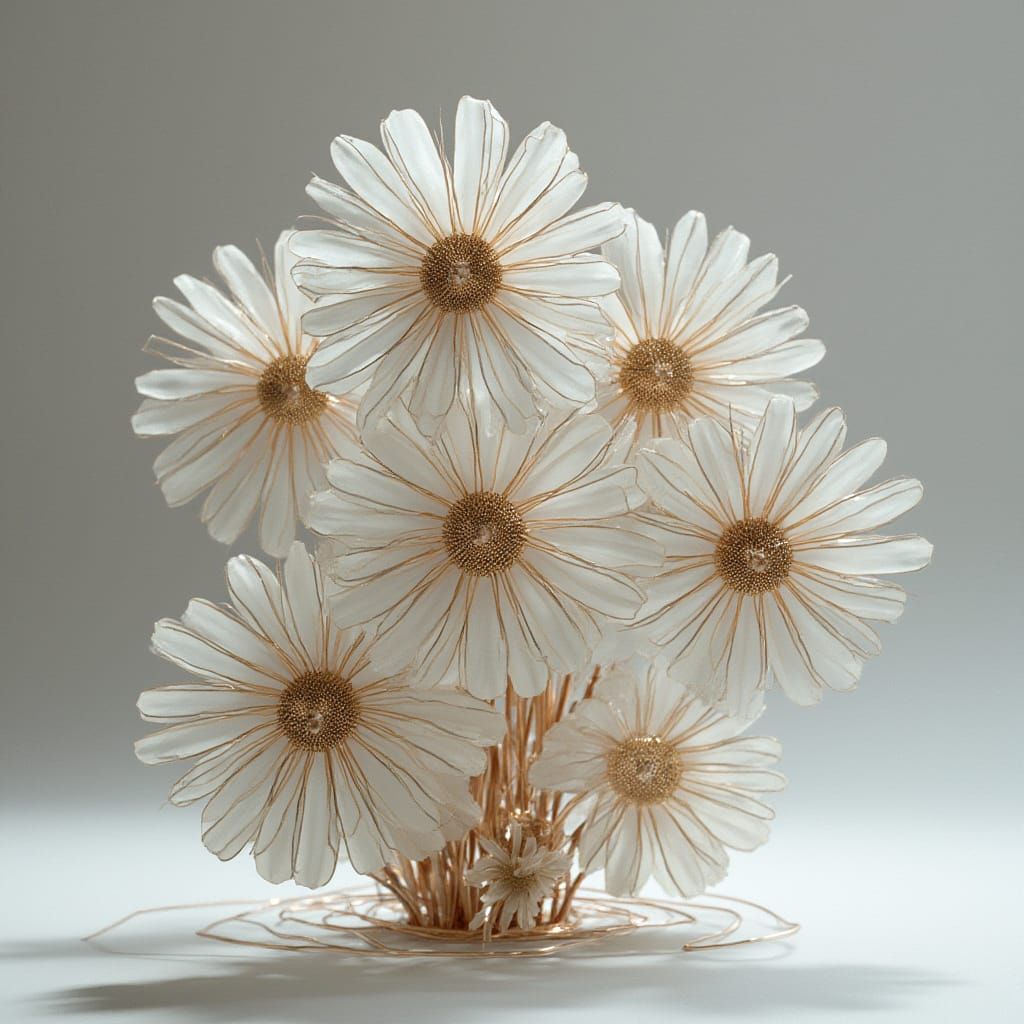 Surreal Wire Flowers in Modern Minimalist Setting