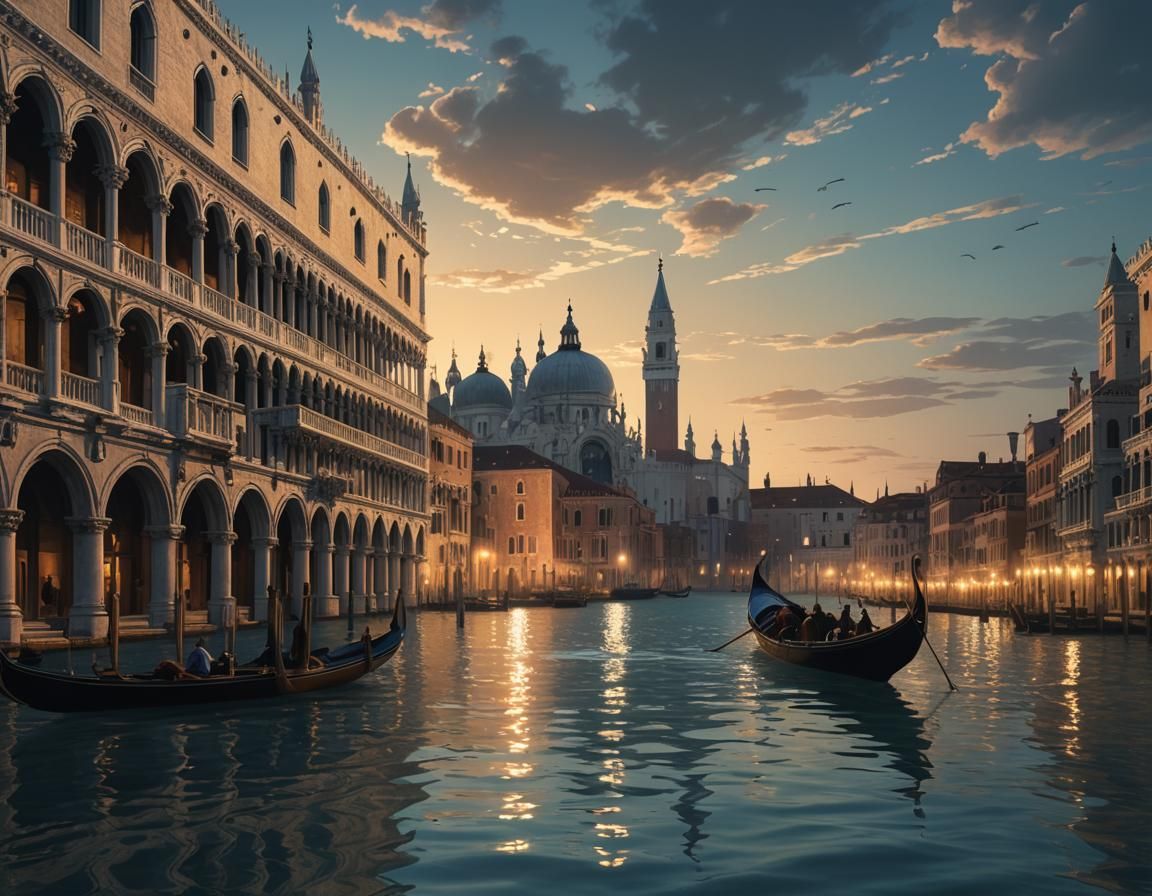 Venice Grand Canal in Futuristic Digital Painting