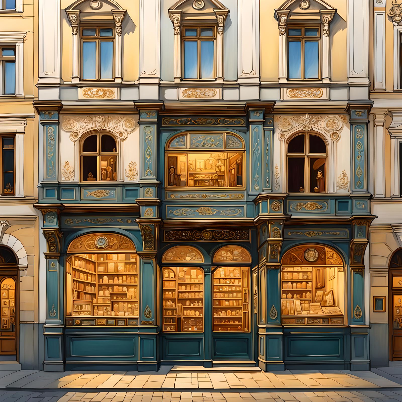 Medieval Vienna Shop Facade in Klimt Style