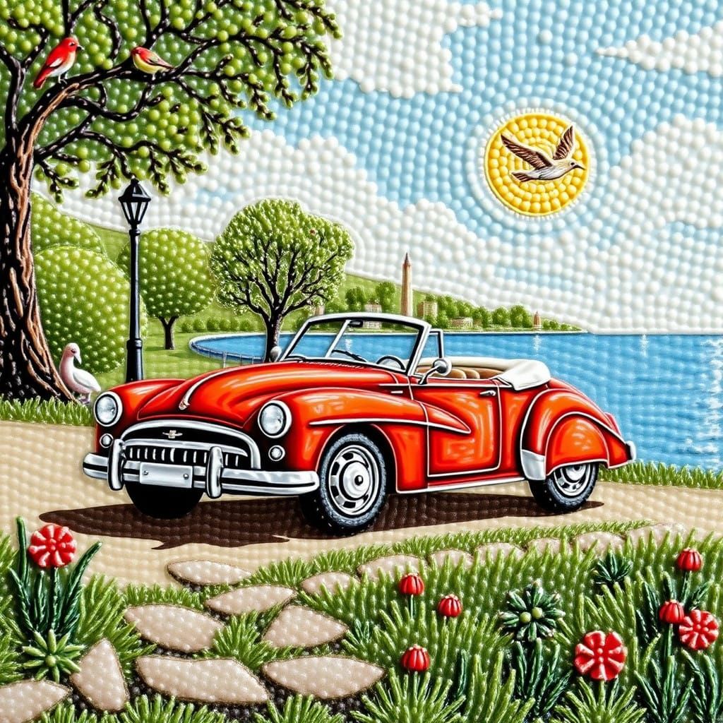 Vibrant Cloisonne Style Car in Seaside Park