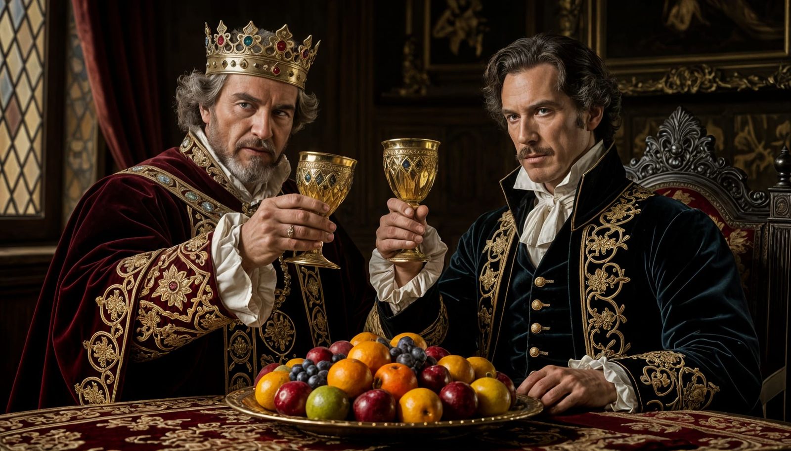 Medieval King and Sherlock Holmes Oil Painting