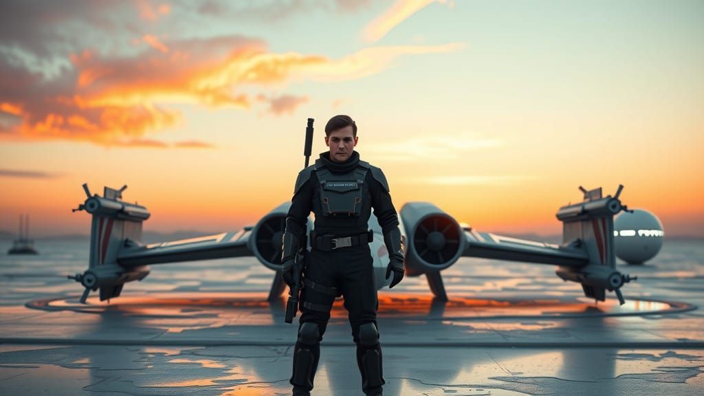 Gritty Star Wars Pilot in Heroic Stance