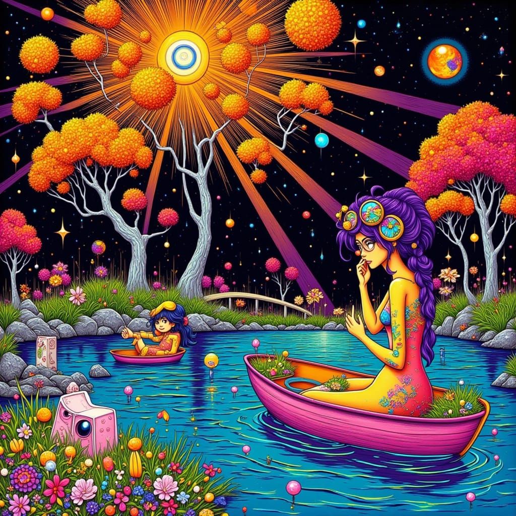 Psychedelic River Journey with Kaleidoscope Eyes