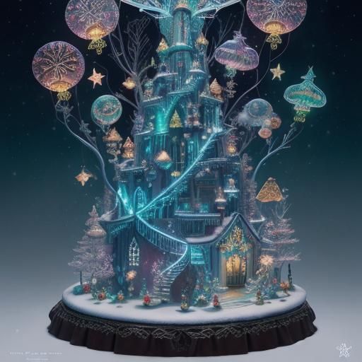 Bioluminescent Christmas Wonderland in Candy Art Style