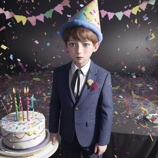 Ominous Birthday Party Scene with Creepy Cute Child