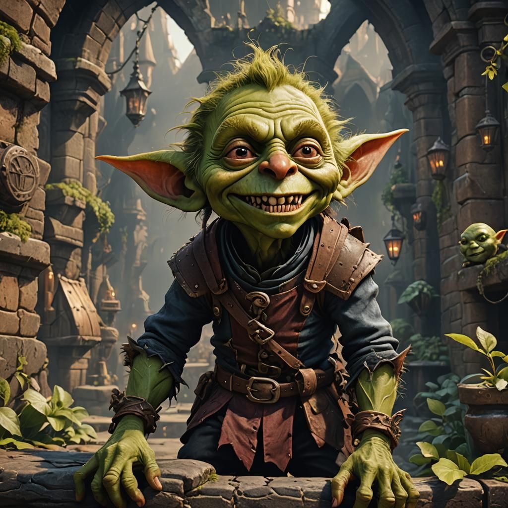 Amusing Goblin Portrait in Detailed Matte Painting Style