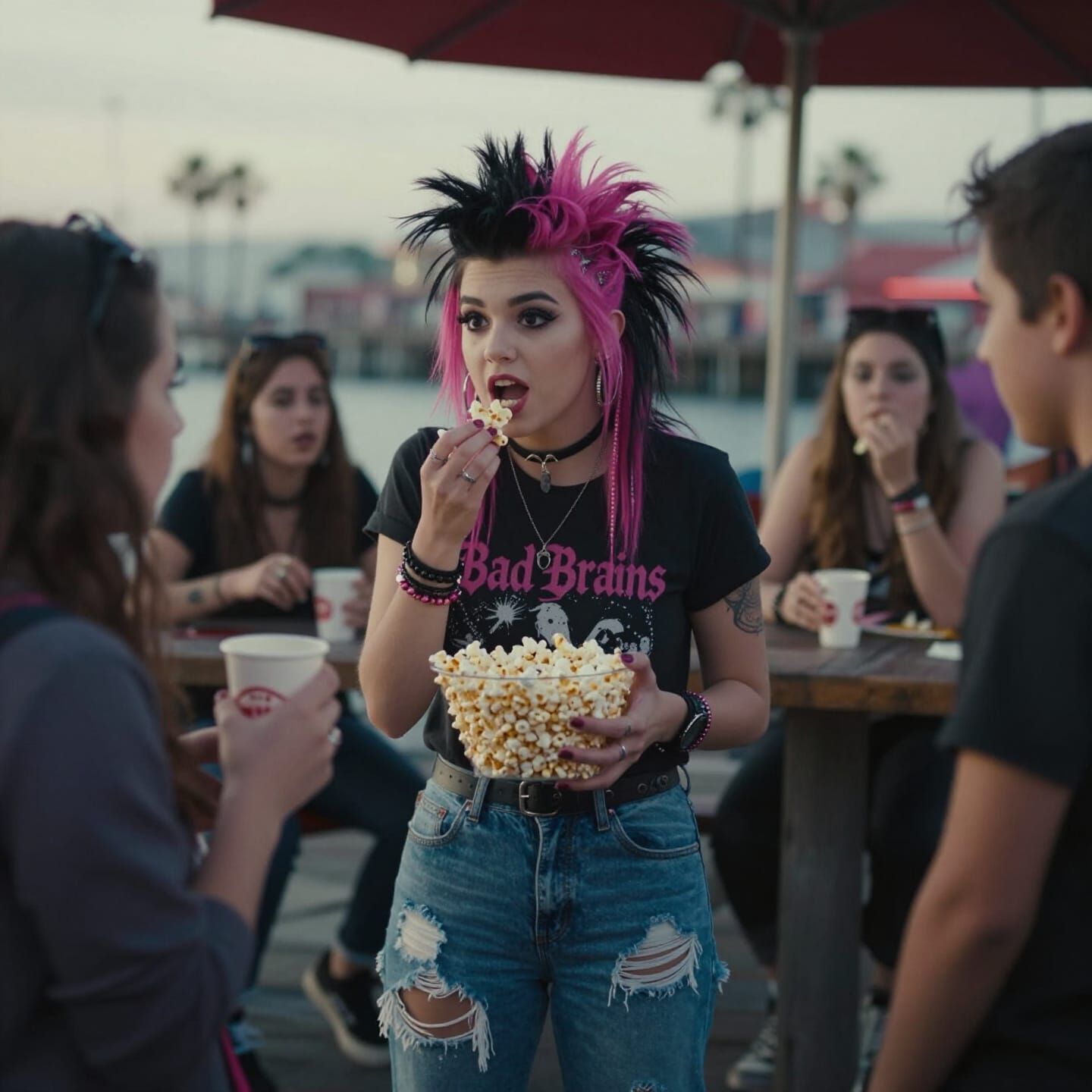 Punk Girl with Pink Hair at Santa Monica Pier