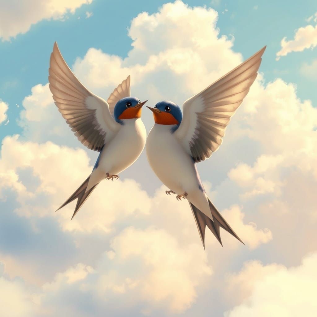 Swallows Perform Synchronized Dance in Whimsical Sky