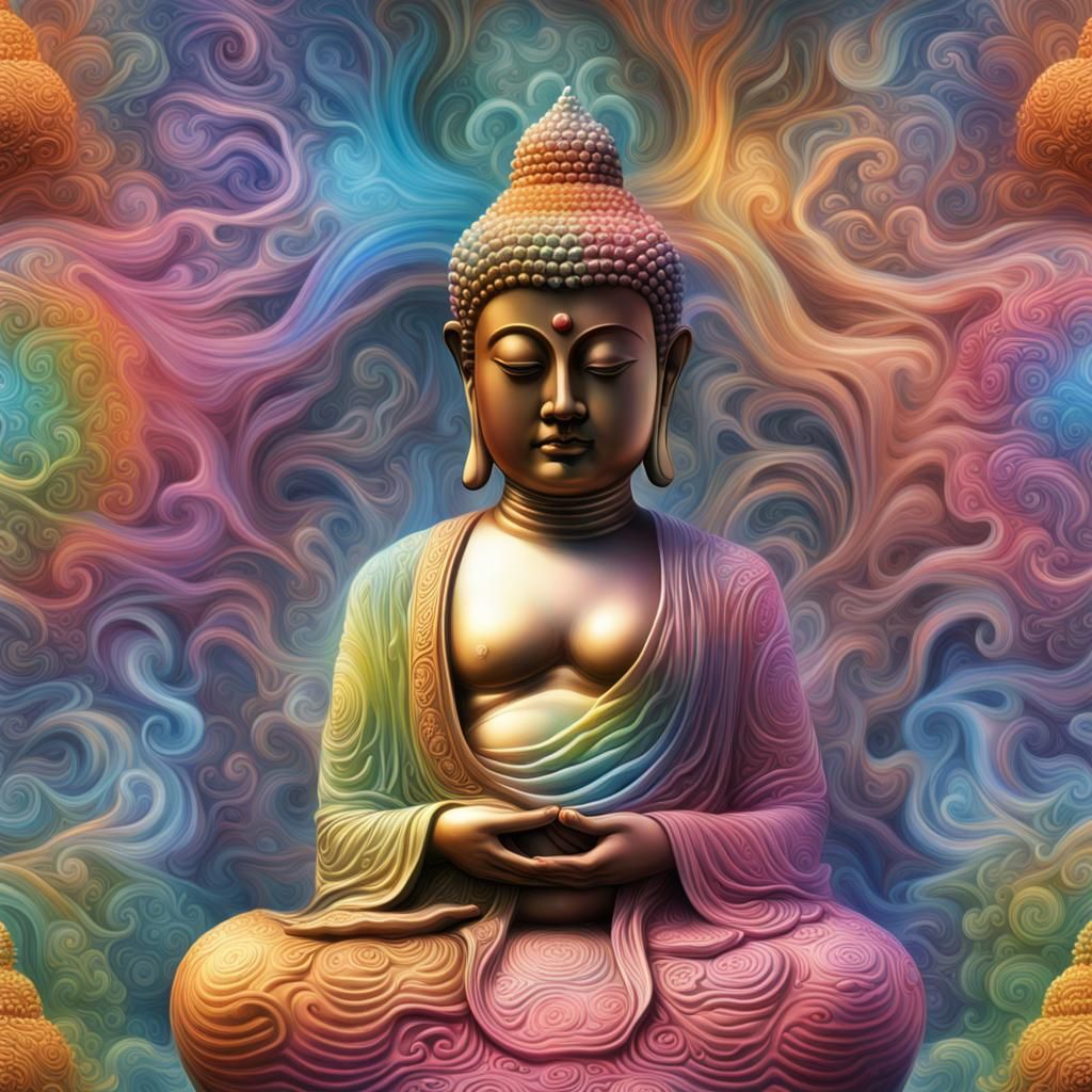 Cosmic Buddha in Rainbow Pastel Colors