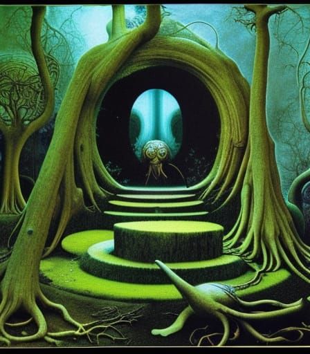 Magical Forest Portal with Iridescent Glow