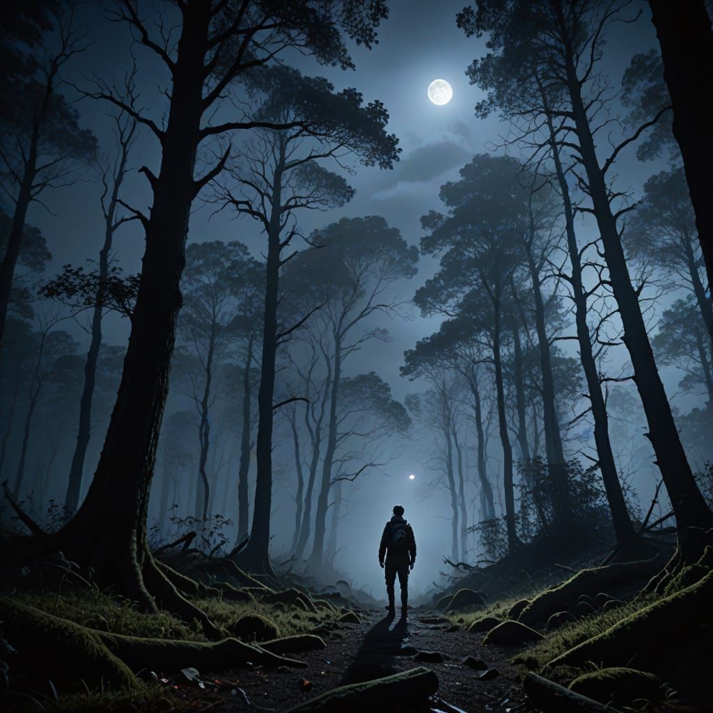 Ethereal Figure Emerges from Moonlit Mist in Cinematic Film ...