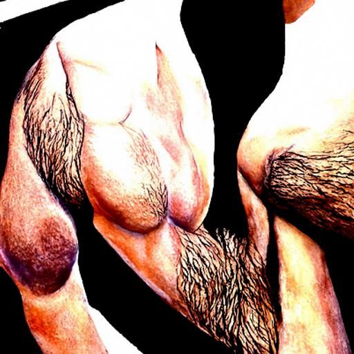 gay. twink. hairy muscle top. hyperrealism