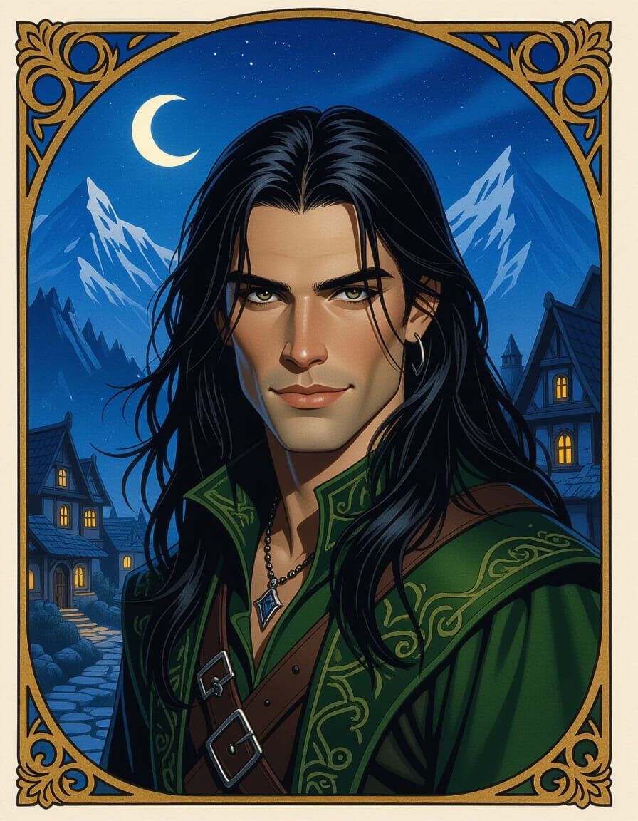 Fantasy Warlock in Mountain Village, Caldwell Style