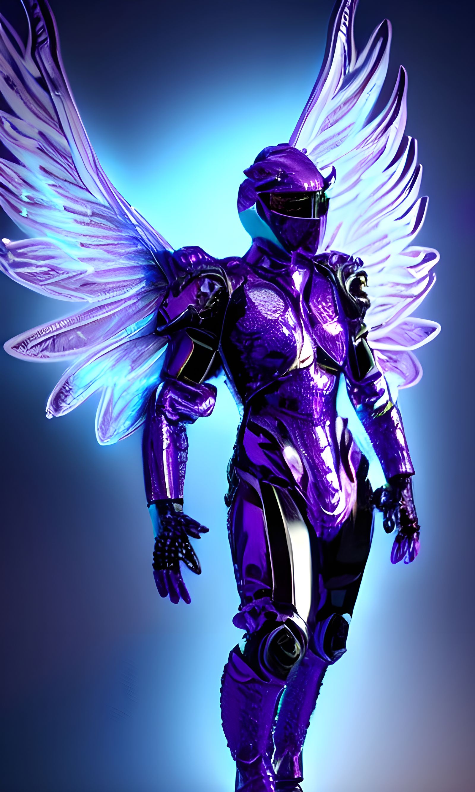 Ultra Realistic Archangel in Neon Armor