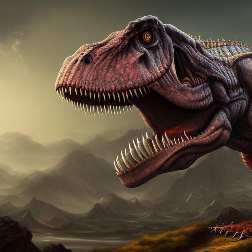 Detailed Tyrannosaurus Rex Matte Painting in 8K