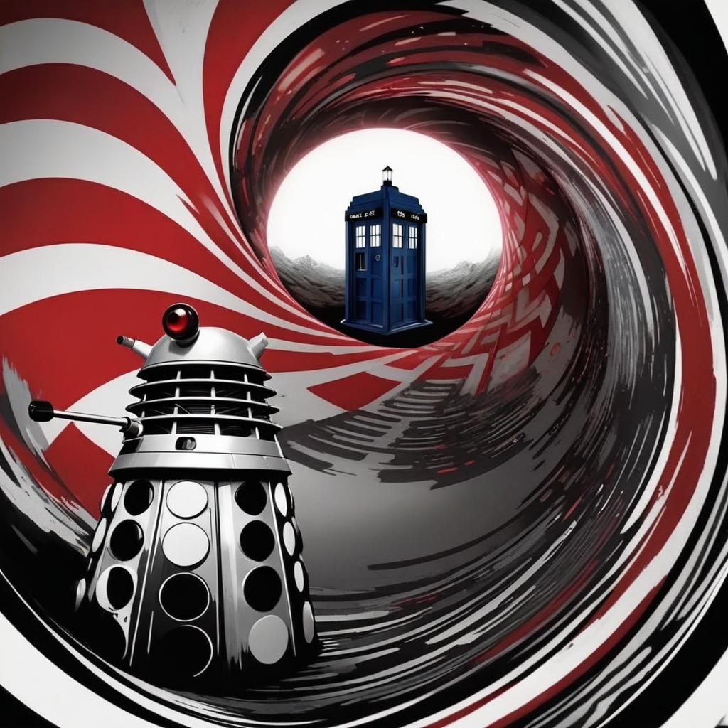 Dr Who TARDIS    down  an optical illusion tunnel