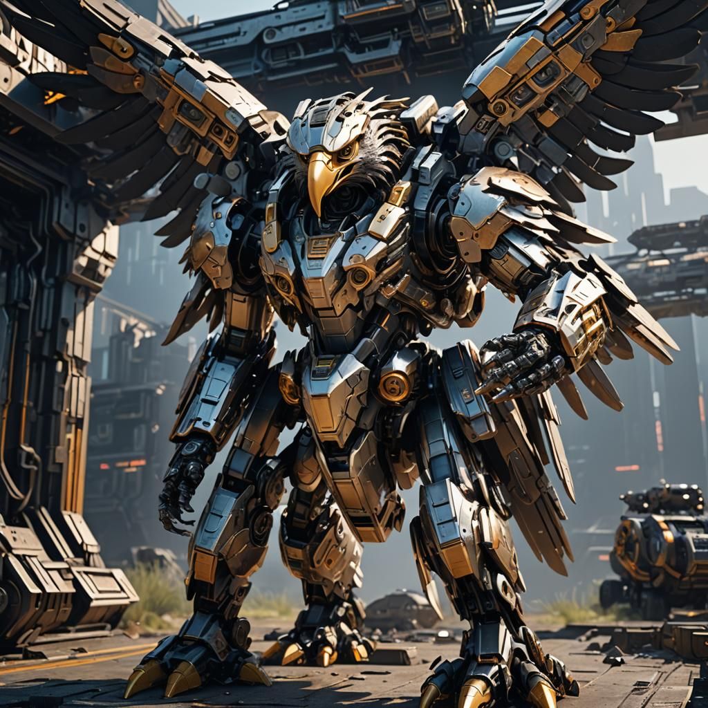 Futuristic Mechanical Eagle in Sci-Fi Style