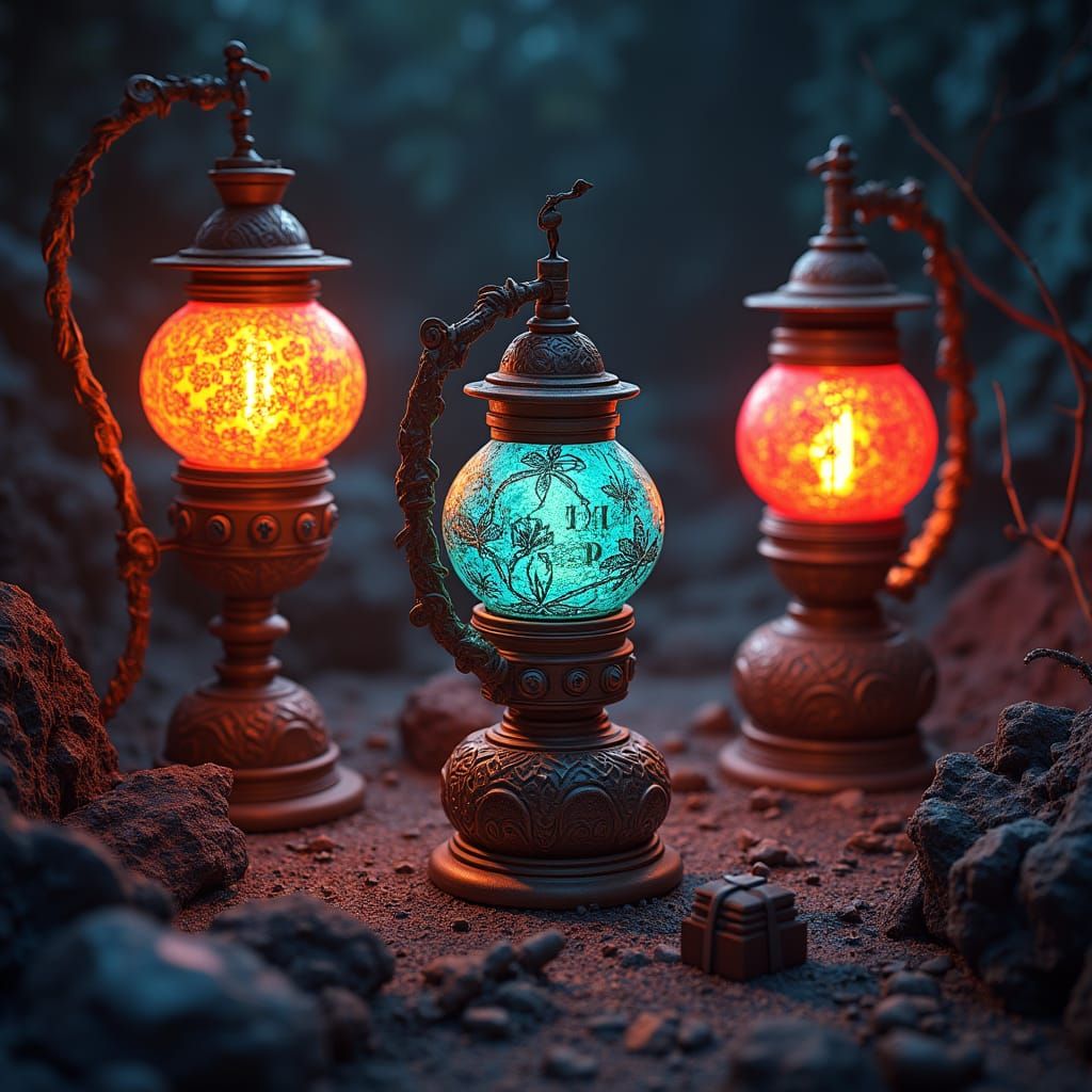 Mystical Lamps in a Fantasy Concept Art Style
