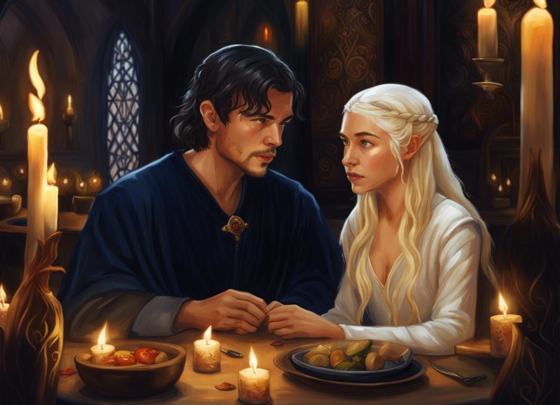 Elven Daenerys and Gaspard Dining Realistically