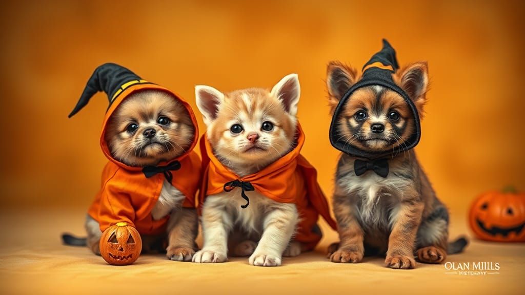 Kittens and Puppies in Halloween Costumes