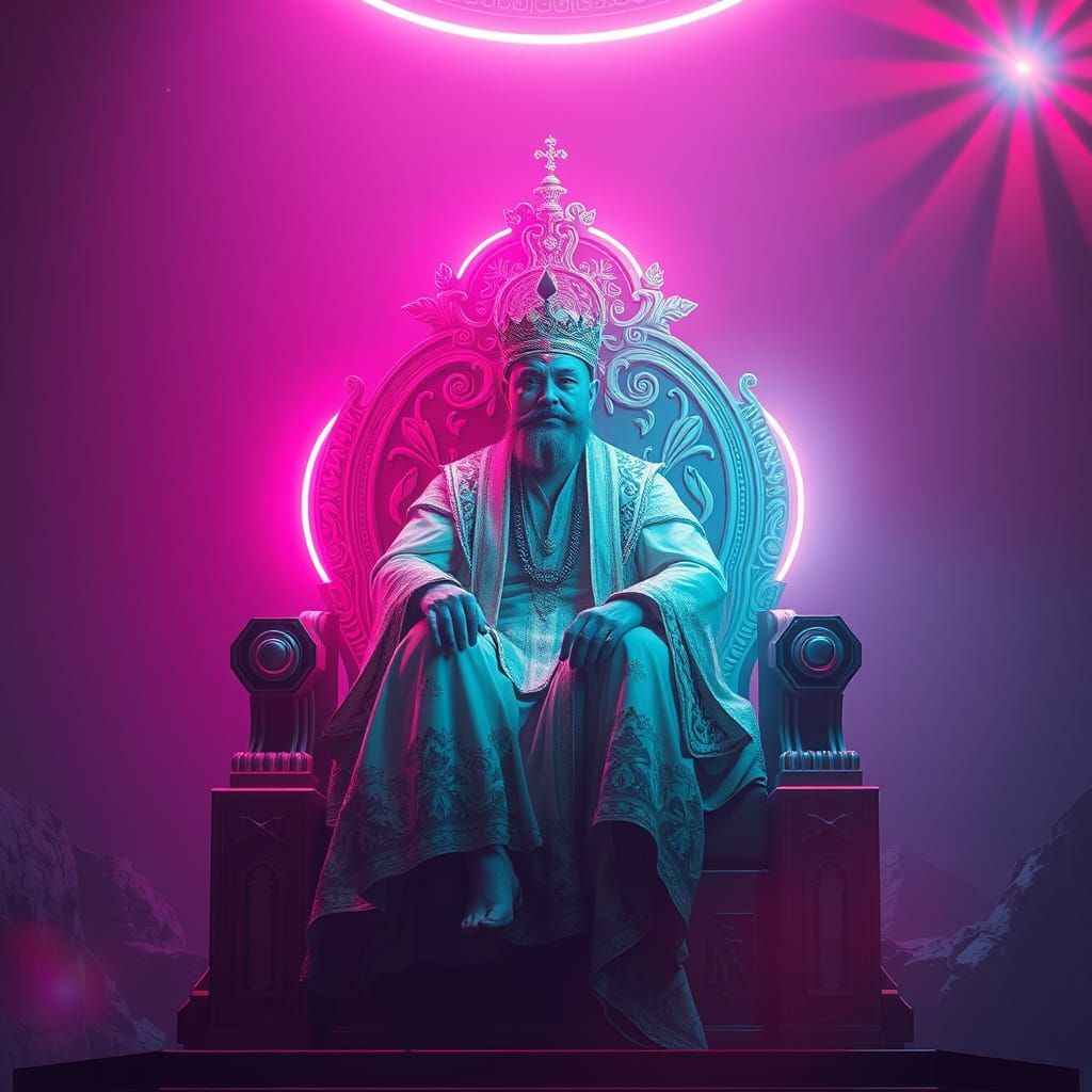 Cyberpunk Sultan Radiates Otherworldly Aura in Neon Dreamsca...