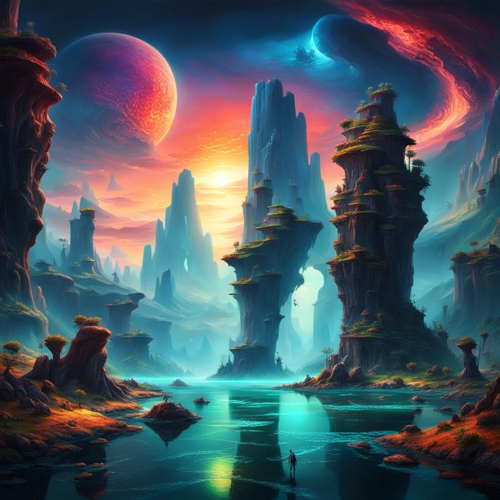 Epic Alien Landscape with Floating Islands
