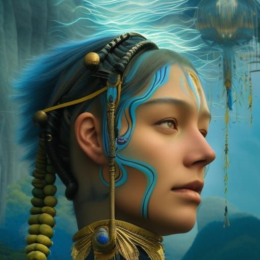 Na'vi Woman Drives School Bus, Hyperdetailed Portrait