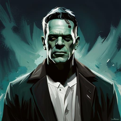 Frankenstein Portrait in Graffiti Art Style