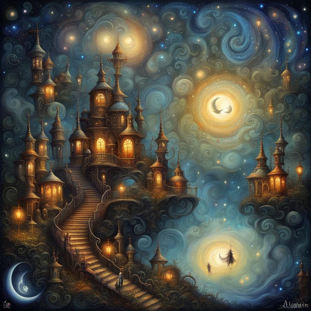 Night Walk: Surreal Steampunk Fantasy Art