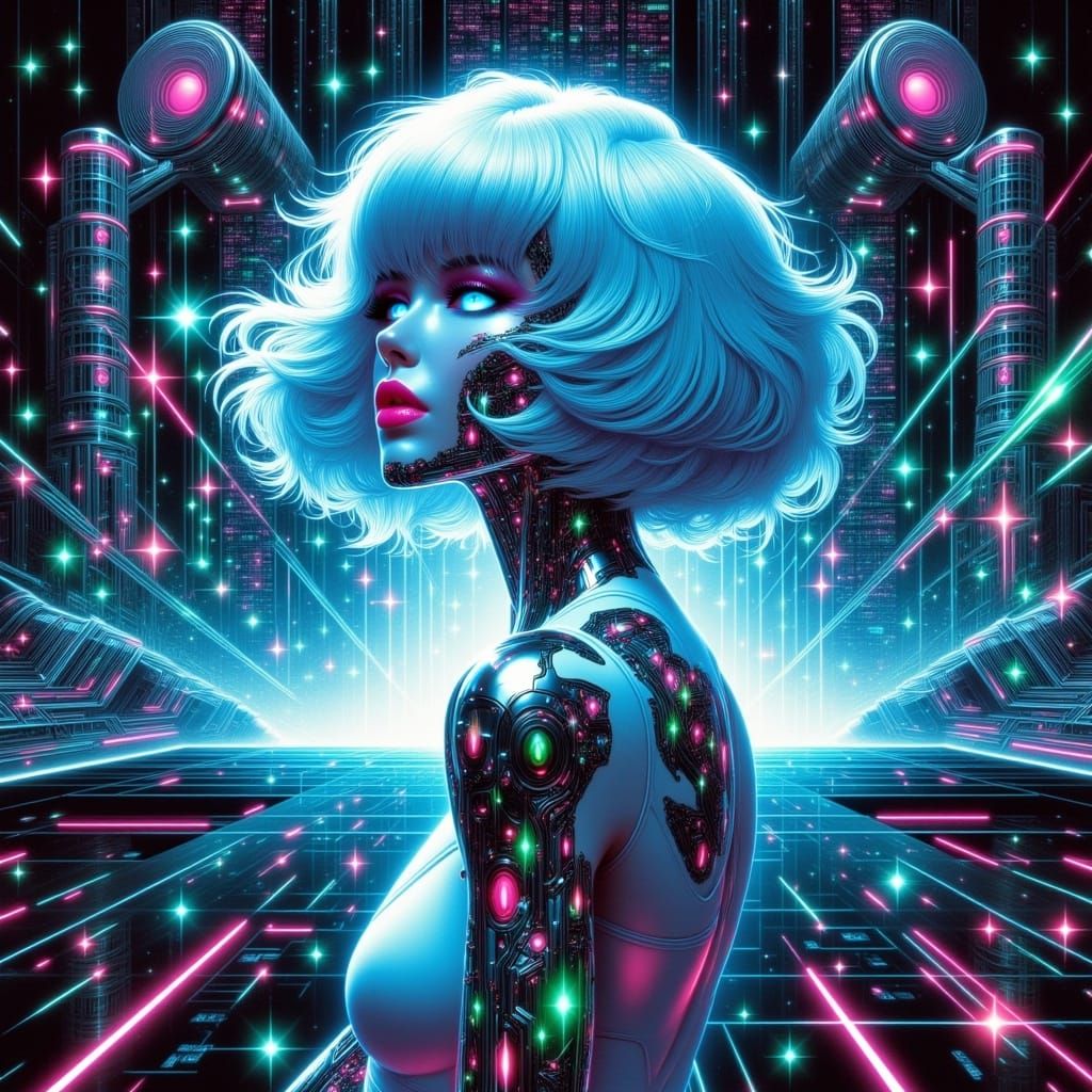 Sleek Interface Cyberpunk Goddess Connects with the Future