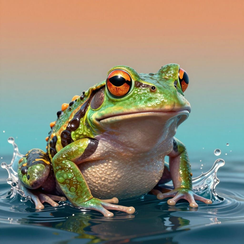 Gargoyle Frog Emerges From Ocean In Dynamic Concept Art