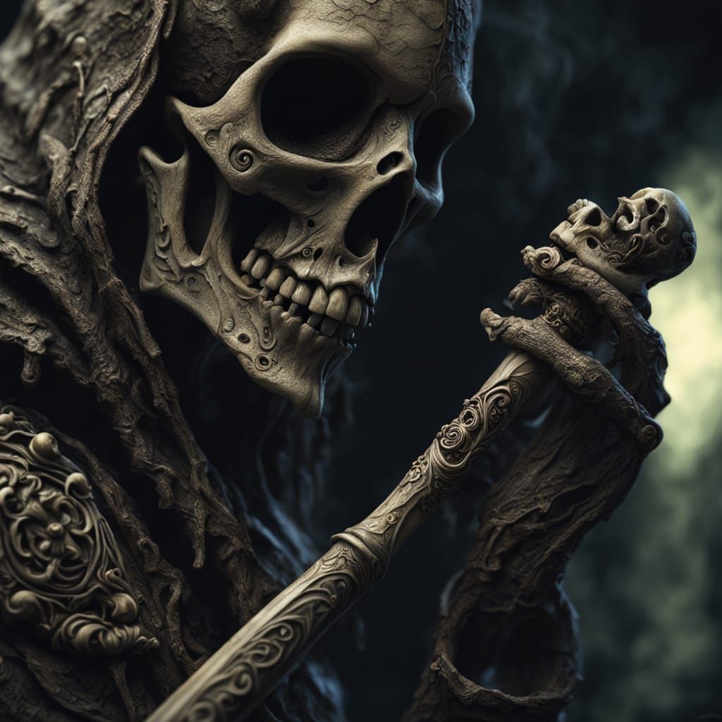 Dark Fantasy Bone Flute in Rutkowski Style