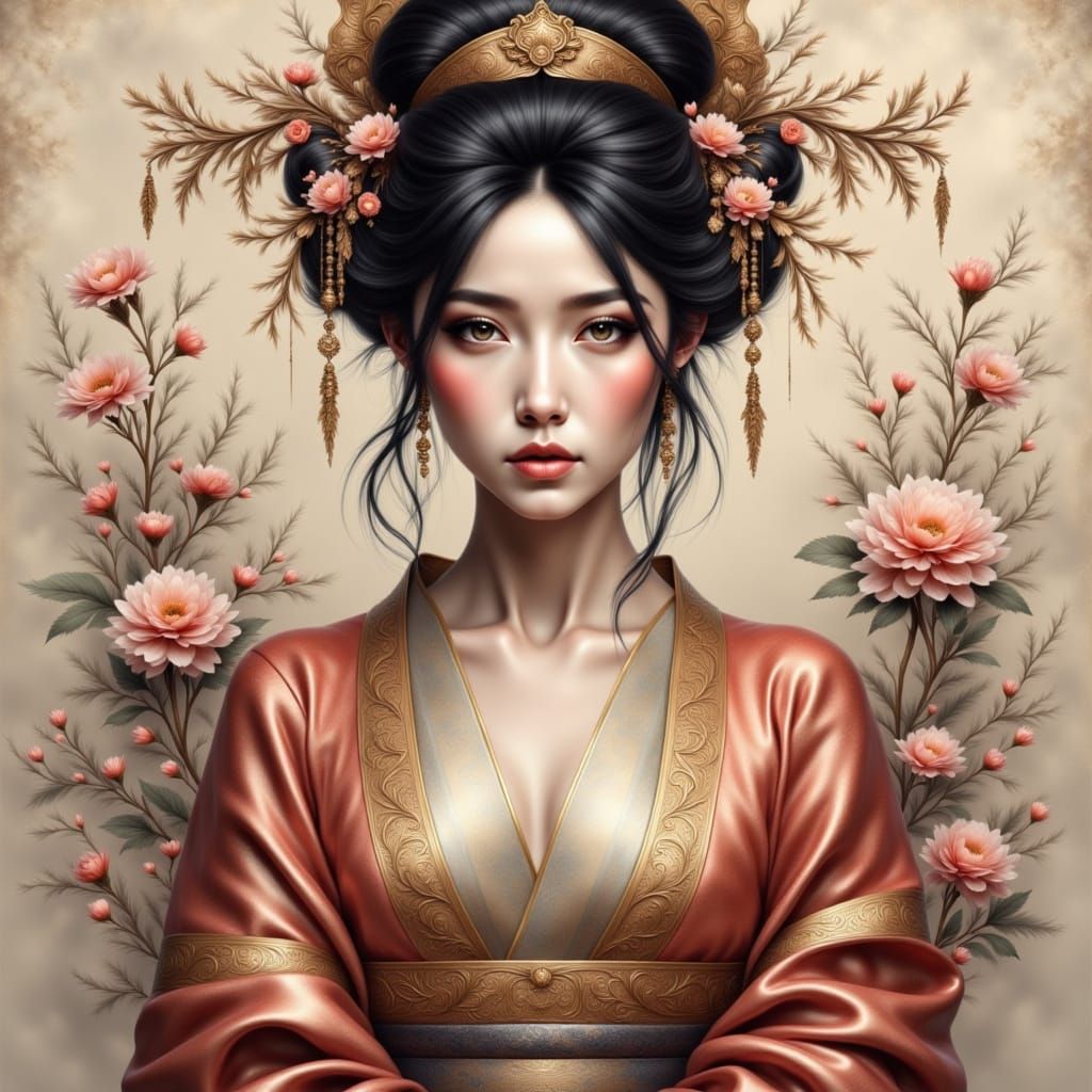 Exotic Feminine Beauty in Silken Robes