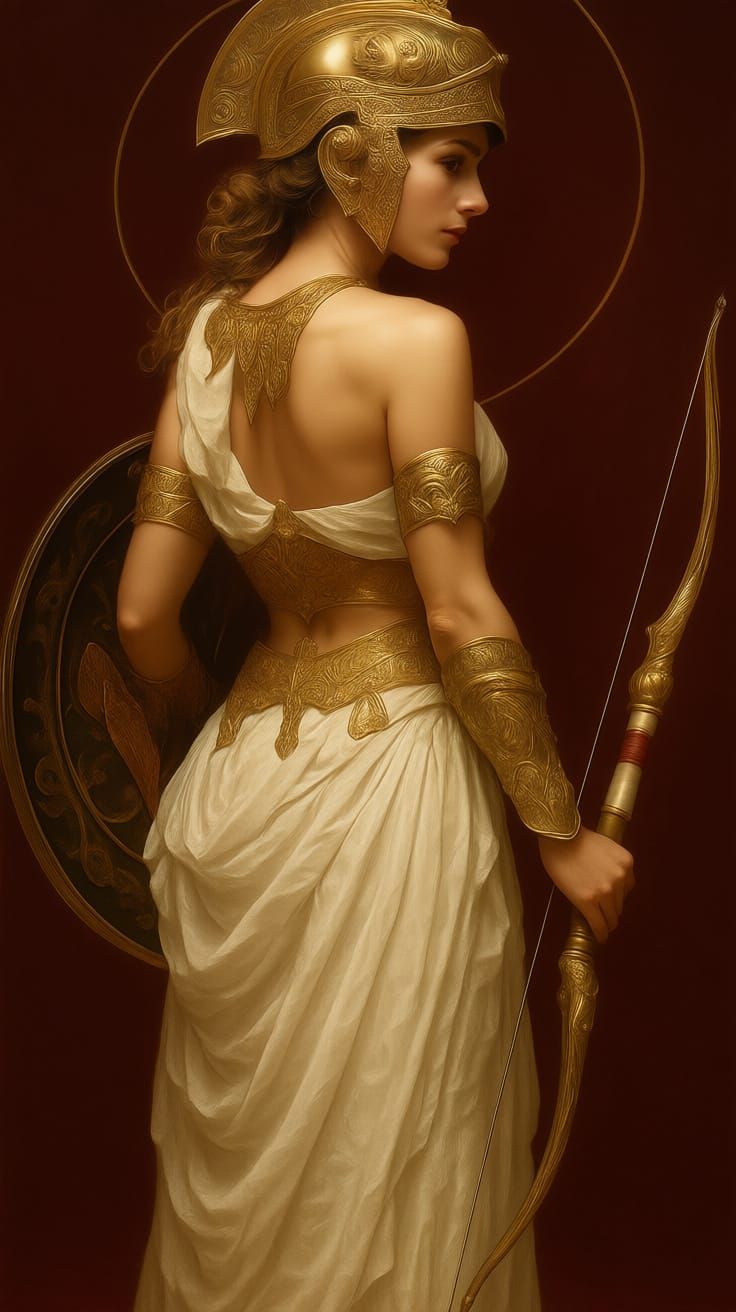 Archer with Golden Armor and Radiant Shield