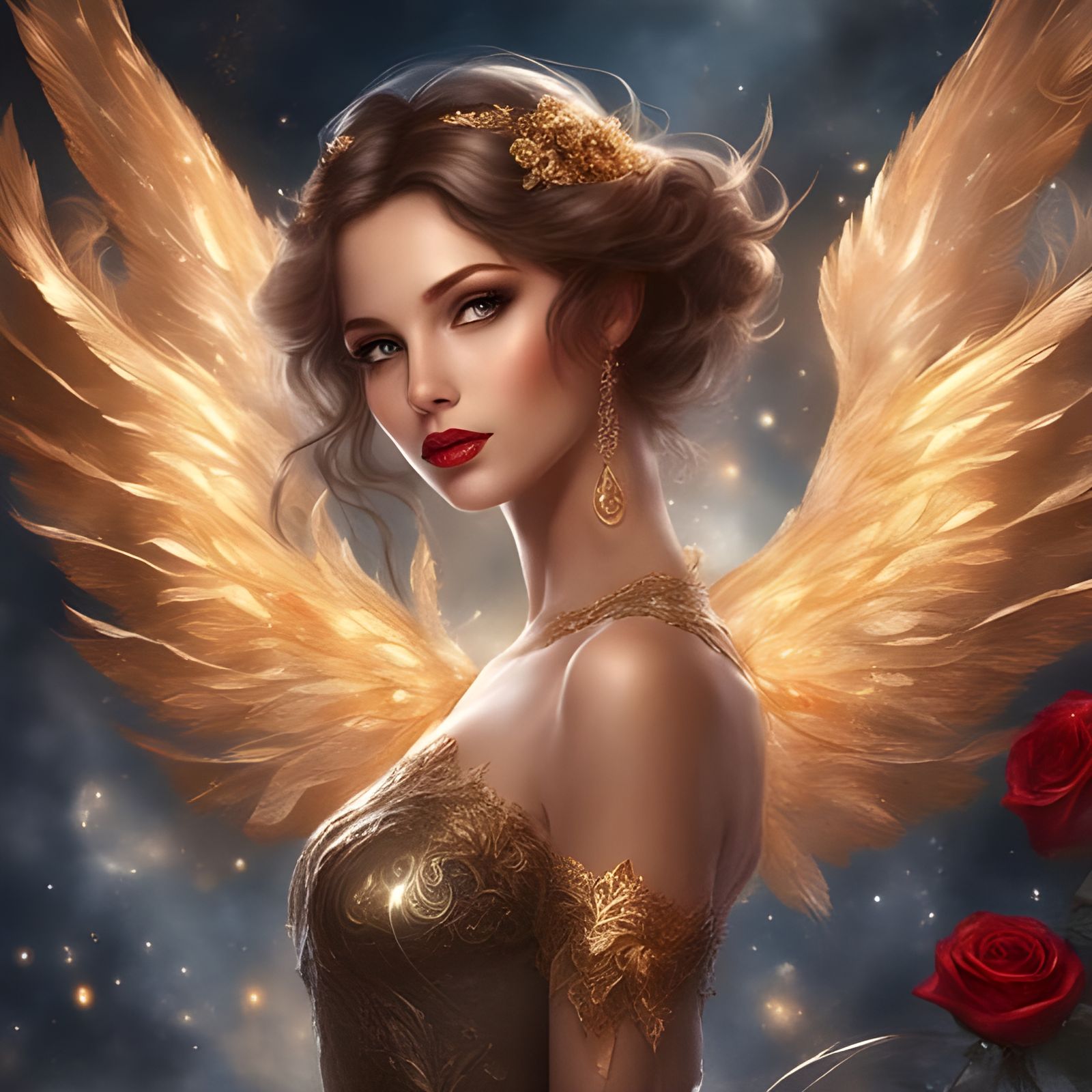 Ethereal Angel in Lingerie with Silver Accents