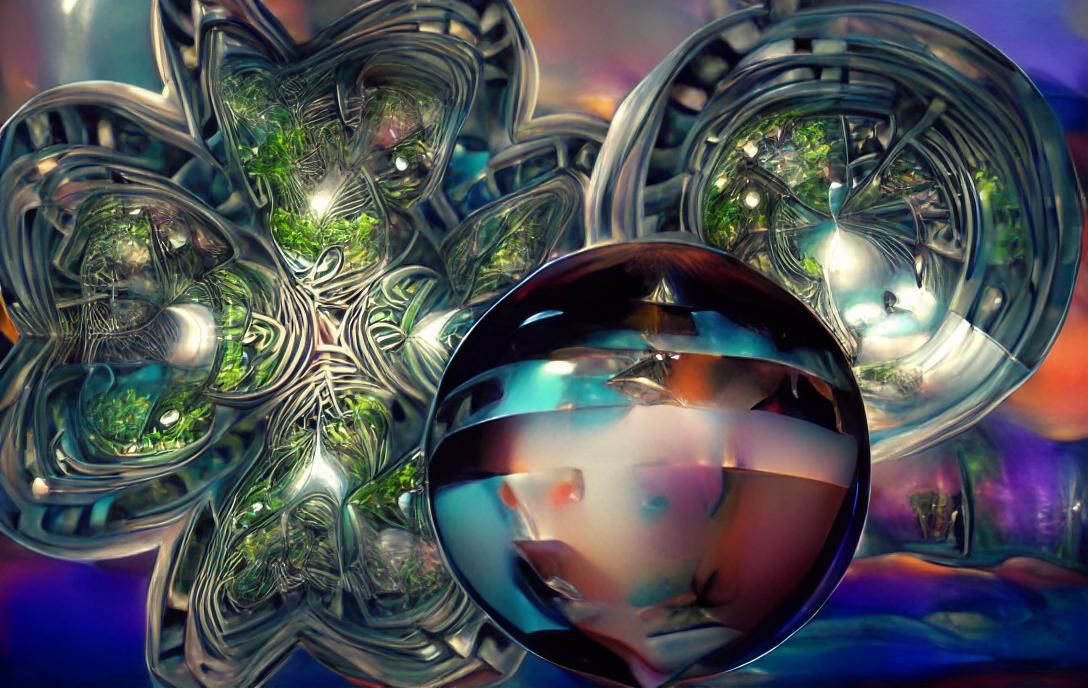 Woman Trapped in Glass Dome in Kaleidoscopic Maze