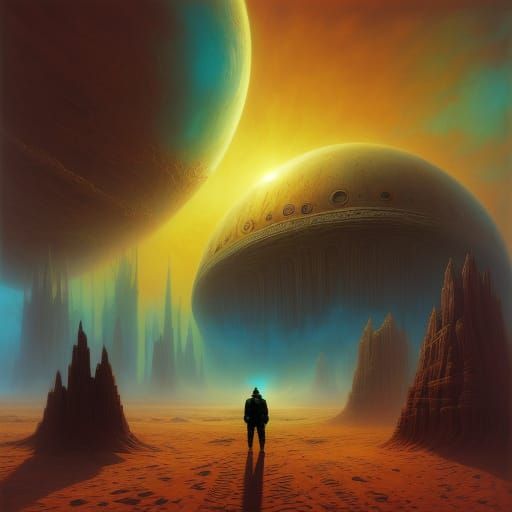 Alien Desert: Gothic Fantasy Art of a Lone Traveler
