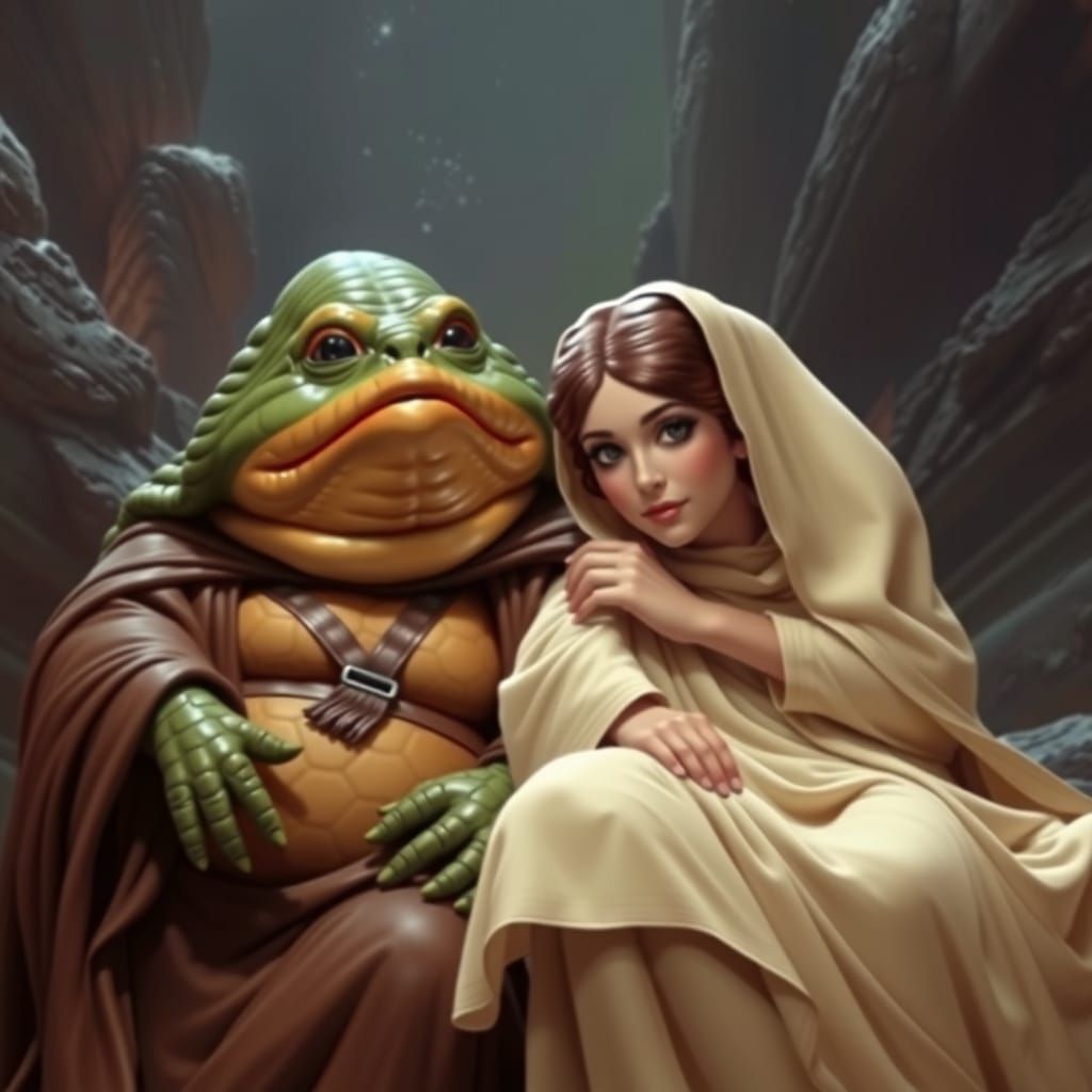 Jabba and Leia: An AI Generated Image