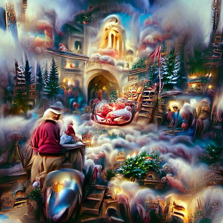 Santa Visits Jesus: Surreal Christmas Concept Art