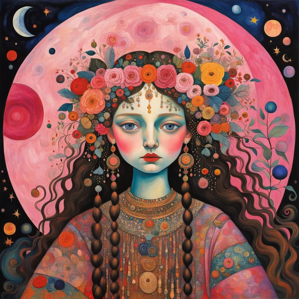 Celestial Goddess Under Pink Scorpio Full Moon