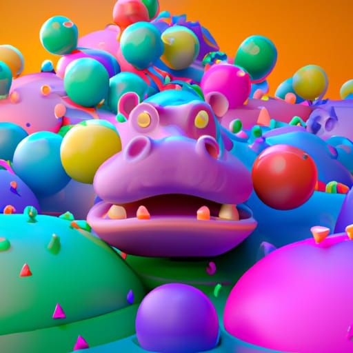 Hungry Hippos in Pixar Style 3D Art