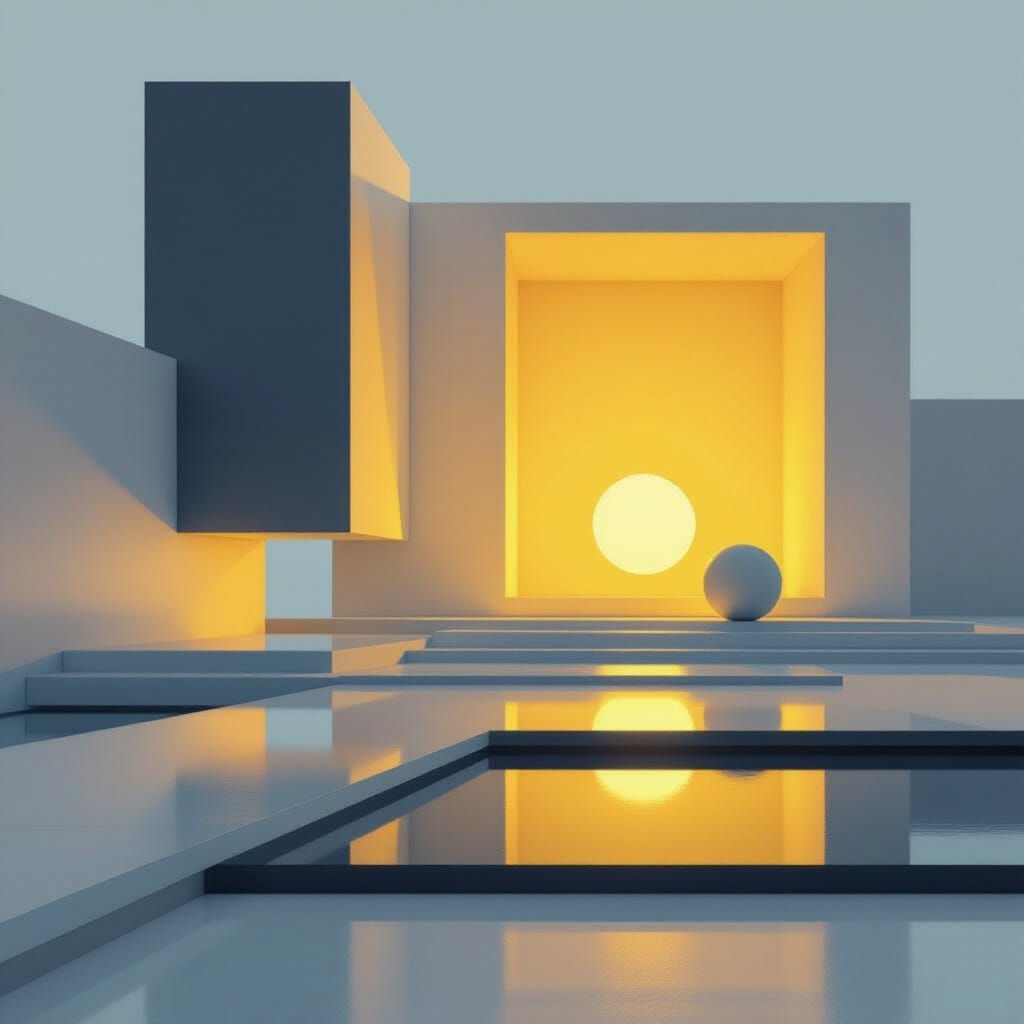 Minimalist Yellow Geometric Object in Soft Light